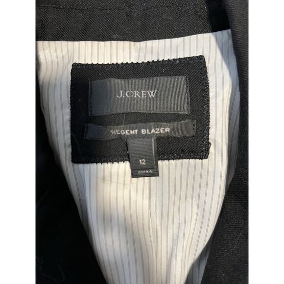 J Crew Women's EUC Black Wool Flannel Regent Blazer Feminine Fitted Jacket 12 - Picture 2 of 8